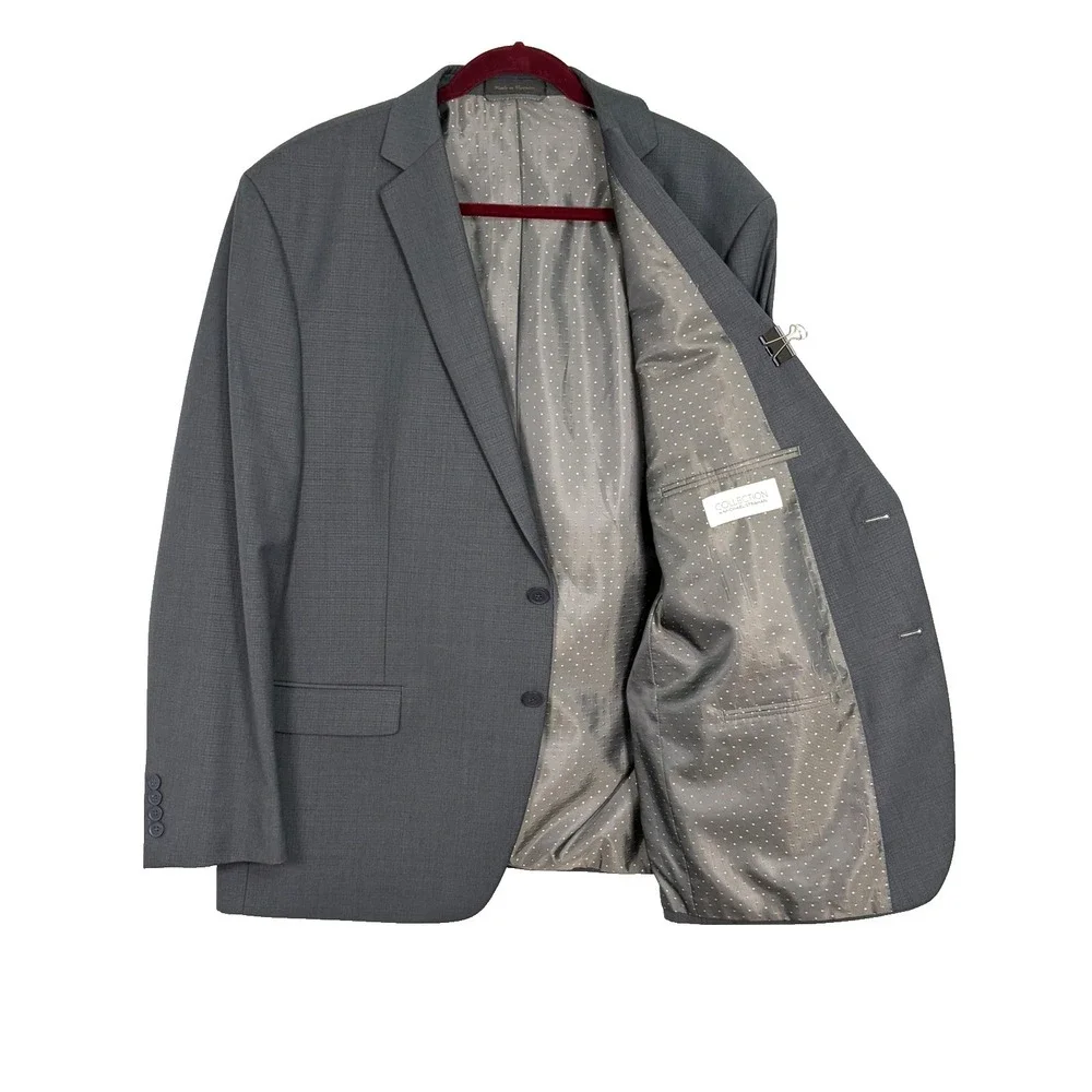 Collection By Michael Strahan Suit Jacket Men's 48R Charcoal Gray Wool Blend
